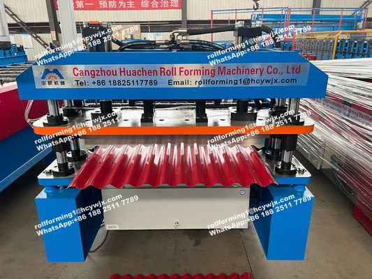 Steel Silo PPGI เครื่องขึ้นรูปลอนลูกฟูกสำหรับแผ่นหลังคา 0.7mm