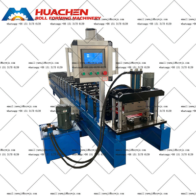 เครื่องปรับรูปร่างม้วนหลังคาแบบไฮดรอลิกที่ทนทาน ด้วยความหนาของวัสดุ 0.3-0.6 มิลลิเมตร และวัสดุตัด CR12