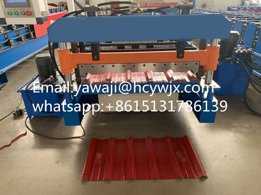 Chain Drive Long Span Color Roof Roll Forming Machine ด้วยความกระชับกระแส 380v 50Hz 3 ขั้นตอน