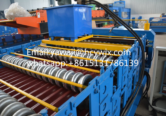 Chain Drive Double Deck Roll Forming Machine สําหรับความกว้างของวัสดุ 1250 มิลลิเมตรในเวลาในการจัดส่งที่สั้น