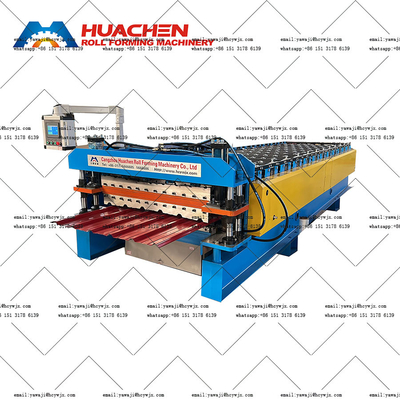 ราคาถูก Chain Drive Double Deck Roll Forming Machine โวลเตชั่น 380v 50Hz 3 ขั้นตอน