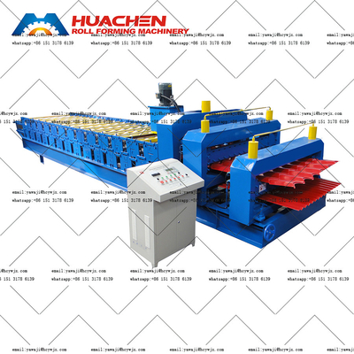 PPGI / GI Double Deck Roll Forming Machine สําหรับความหนา 0.3-0.6 มิลลิเมตร