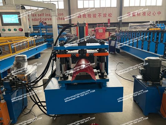 อัตโนมัติ Ridge Cap Roll Forming Machine เครื่องผลิตกระเบื้องหลังคา เครื่องตัดไฮดรอลิก