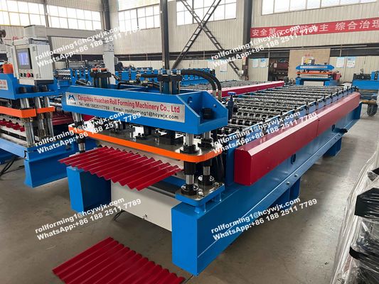 Steel Silo PPGI เครื่องขึ้นรูปลอนลูกฟูกสำหรับแผ่นหลังคา 0.7mm