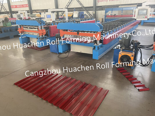 สินค้าส่งออกมาตรฐานเหล็กแผ่นหลังคากระเบื้องและผนังแผ่น Roll การสร้างเครื่องจักร