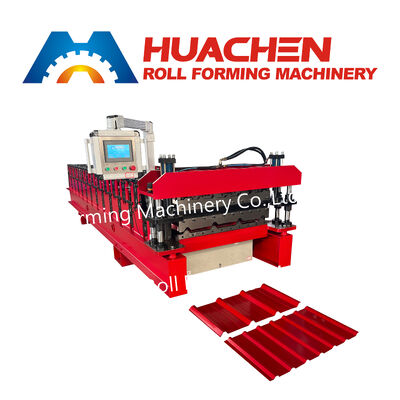 เครื่องปั้นแผ่นหลังคาแบบ Trapezoidal Roll แบบอัตโนมัติเต็ม สําหรับแผ่นหลังคาโลหะ