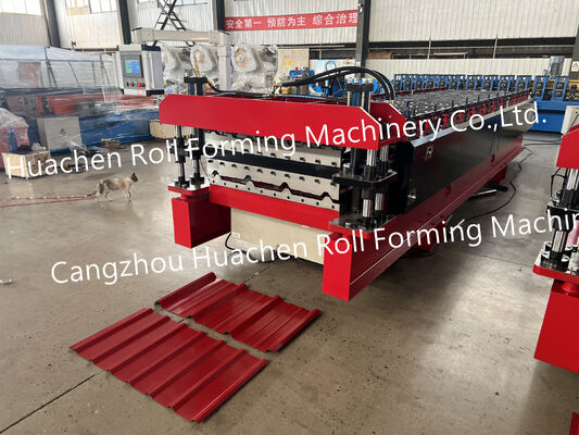 เครื่องปั้นแผ่นหลังคาแบบ Trapezoidal Roll แบบอัตโนมัติเต็ม สําหรับแผ่นหลังคาโลหะ