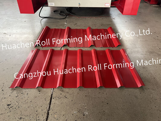 เครื่องปั้นแผ่นหลังคาแบบ Trapezoidal Roll แบบอัตโนมัติเต็ม สําหรับแผ่นหลังคาโลหะ