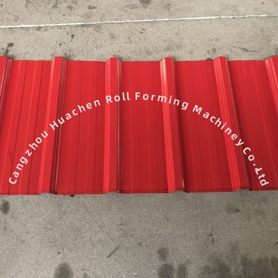 เครื่องรีดขึ้นรูปม้วนสองชั้นสำหรับแผ่นเคลือบเงา หน้ากว้าง 1250 มม. ความเร็ว 15 ม./นาที วัสดุ PPGI/GI