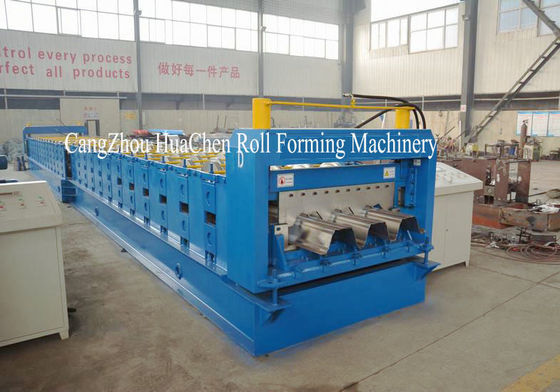 PLC Control Hydralic Cut Metal Deck Roll Forming Machine For 26 Roller Stations