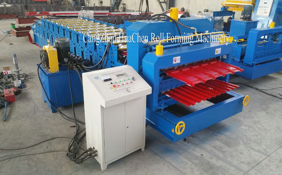 ความเร็วในการขึ้นรูป 8-12m / นาที Double Layer Roll Forming Machine เส้นผ่านศูนย์กลางเพลา 76mm