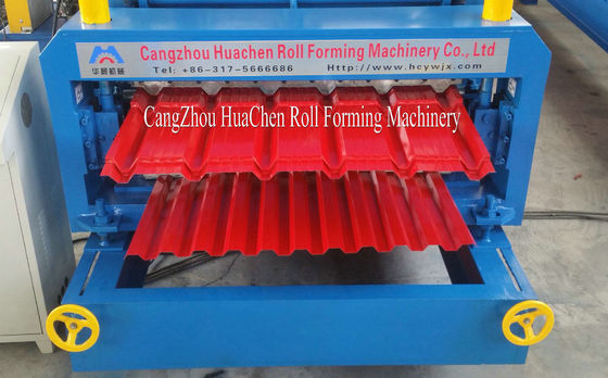ความเร็วในการขึ้นรูป 8-12m / นาที Double Layer Roll Forming Machine เส้นผ่านศูนย์กลางเพลา 76mm